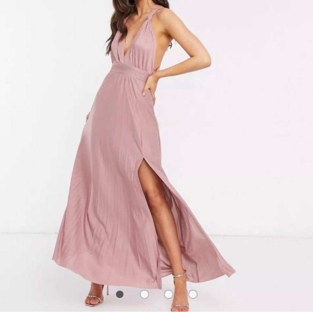 ASOS black plunge neck pleated maxi - Picture 6 of 8